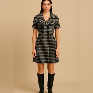 Womens Alexandra Bartlett black/white houndstooth wrap sweater classic